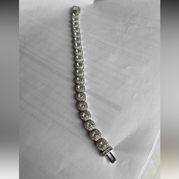 - Stackable Full Crystal 13mm cushion cut with halo Tennis Chain Bracelet
… - Picture 11 of 13